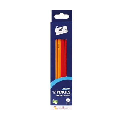 12 crayons à papier HB avec gommes