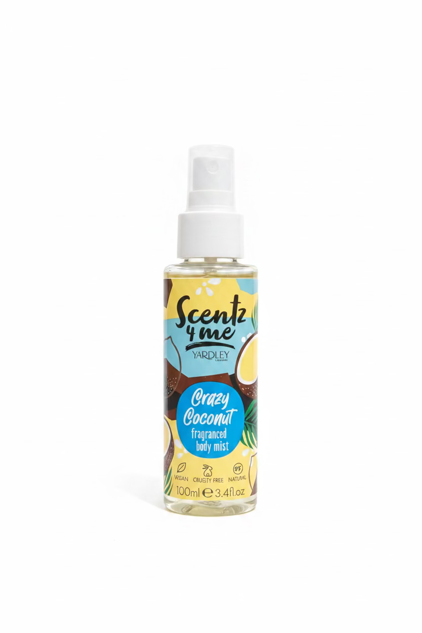 YARDLEY SCENTZ4ME CRAZY COCONUT FRAGRANCED BODY MIST 100ml