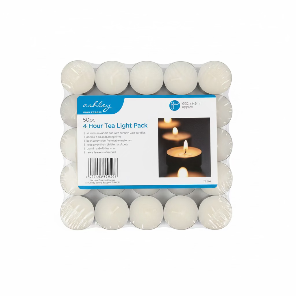ASHLEY 50pc 4 HOUR TEA LIGHT PACK