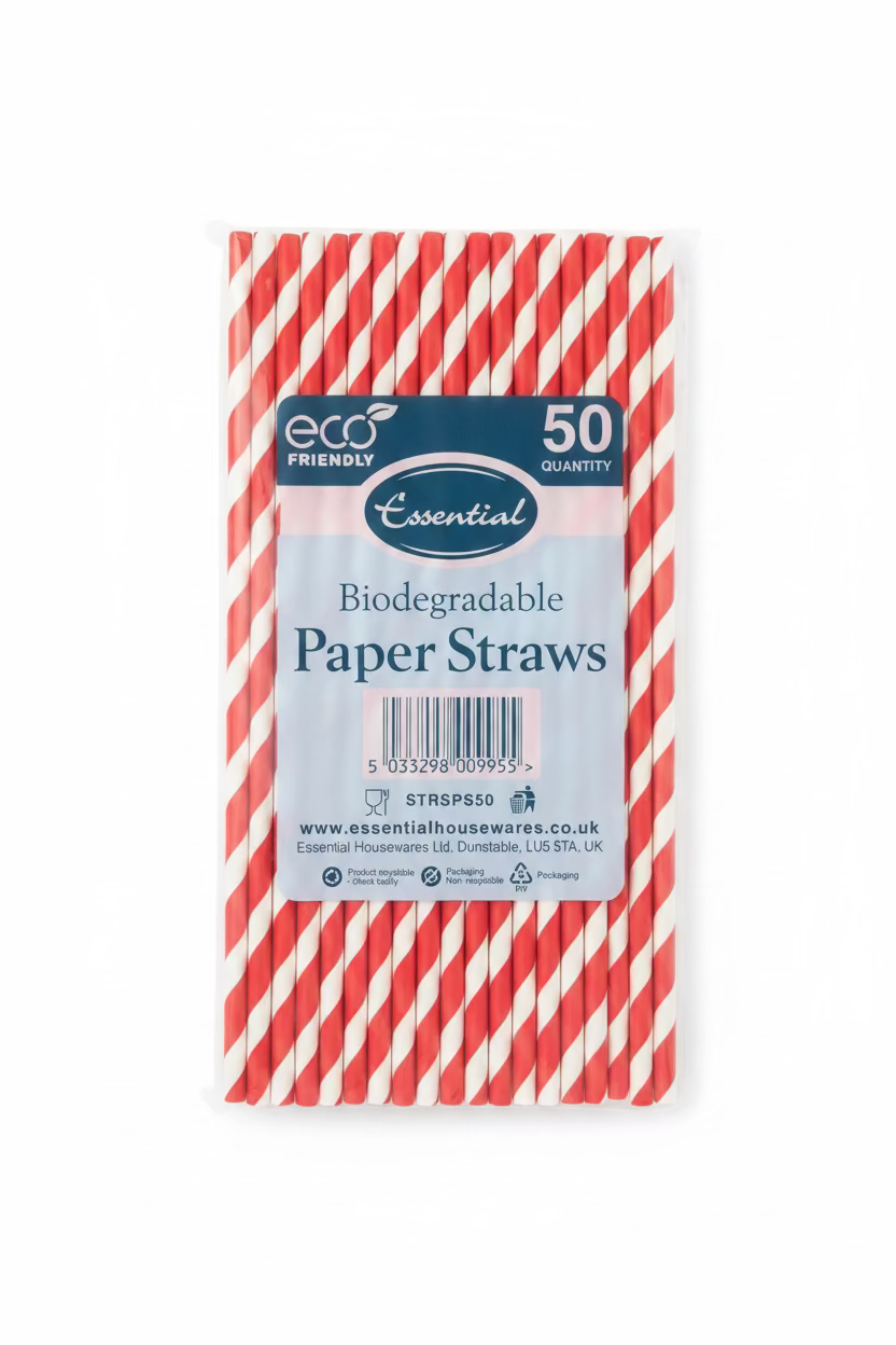 ESSENTIAL BIODEGRADABLE PAPER STRAWS 5pc