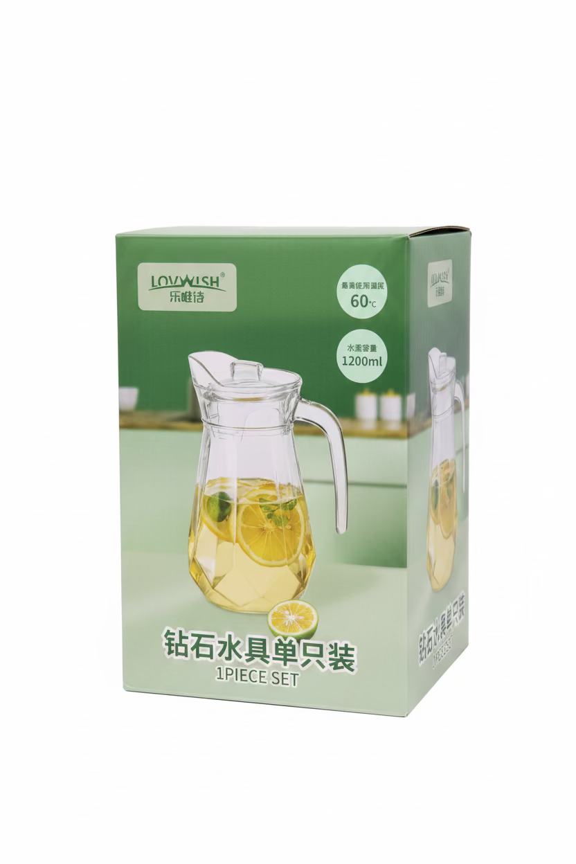GLASS DIAMOND JUG TRANSPARENT