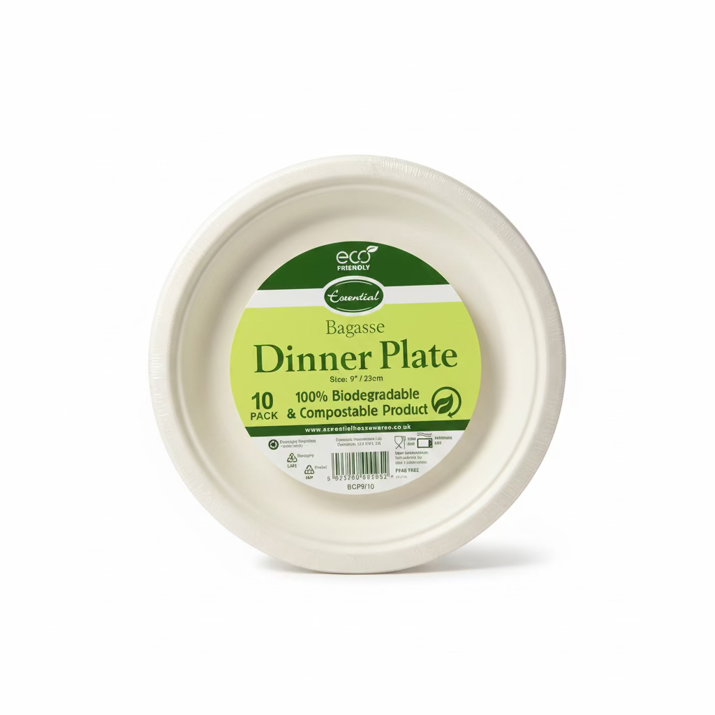 Assiette essentielle en bagasse 23 cm par 10