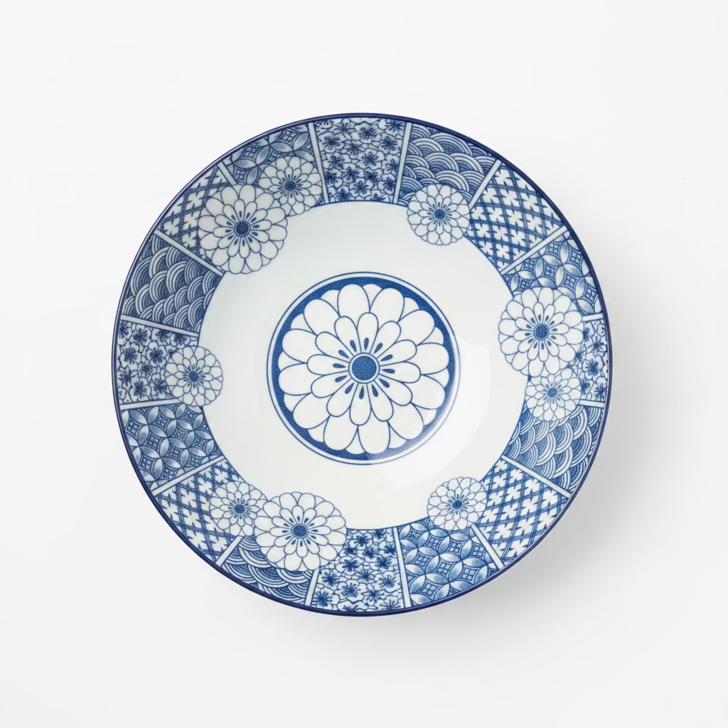 8” BLUE AND WHITE BOWL