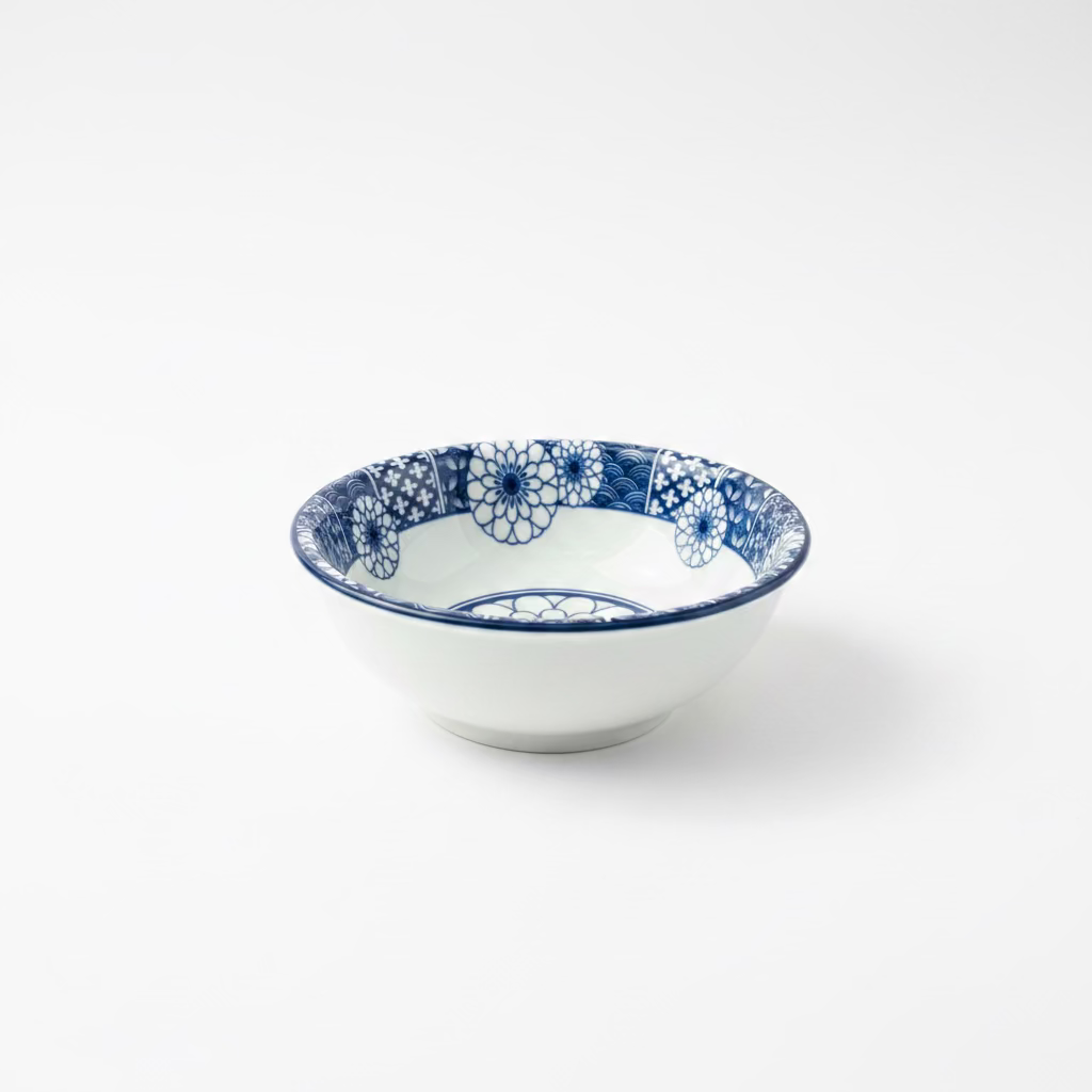 5.5” BLUE AND WHITE DEEP CEREAL BOWL