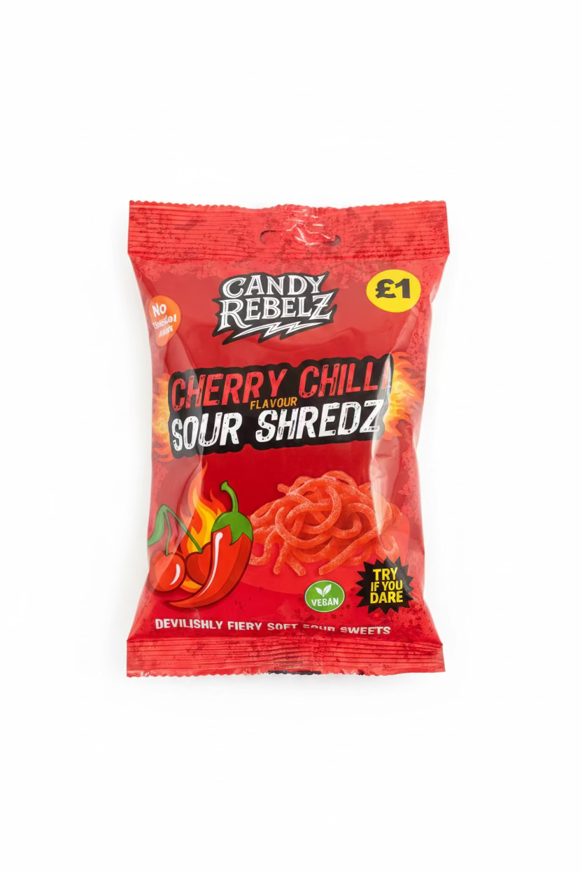 CANDY REBELZ CHEERY CHILLI FLAVOUR SOUR SHREDZ 120g VEGAN
