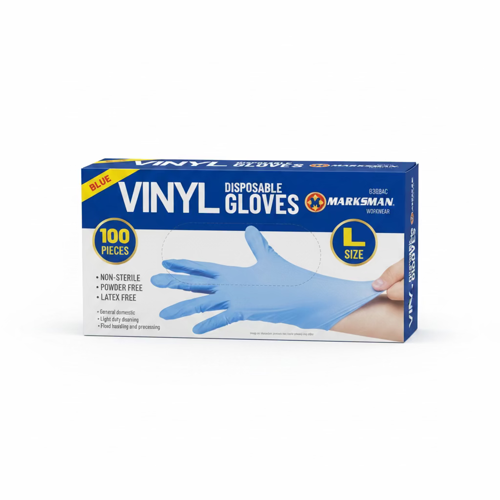 MARKSMAN BLUE DISPOSABLE GLOVES 100pk Large