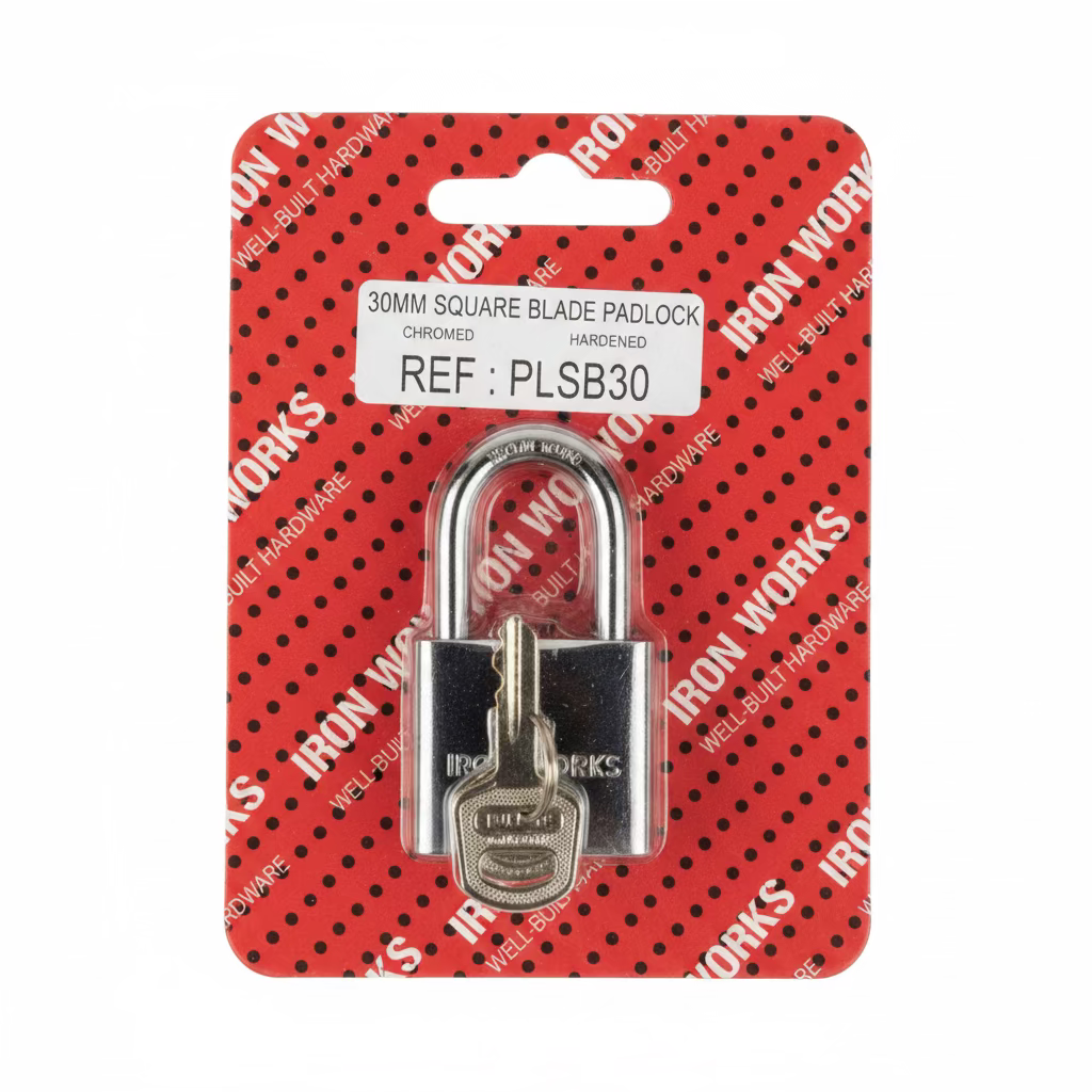 30mm SQUARE BLADE PADLOCK CHROME