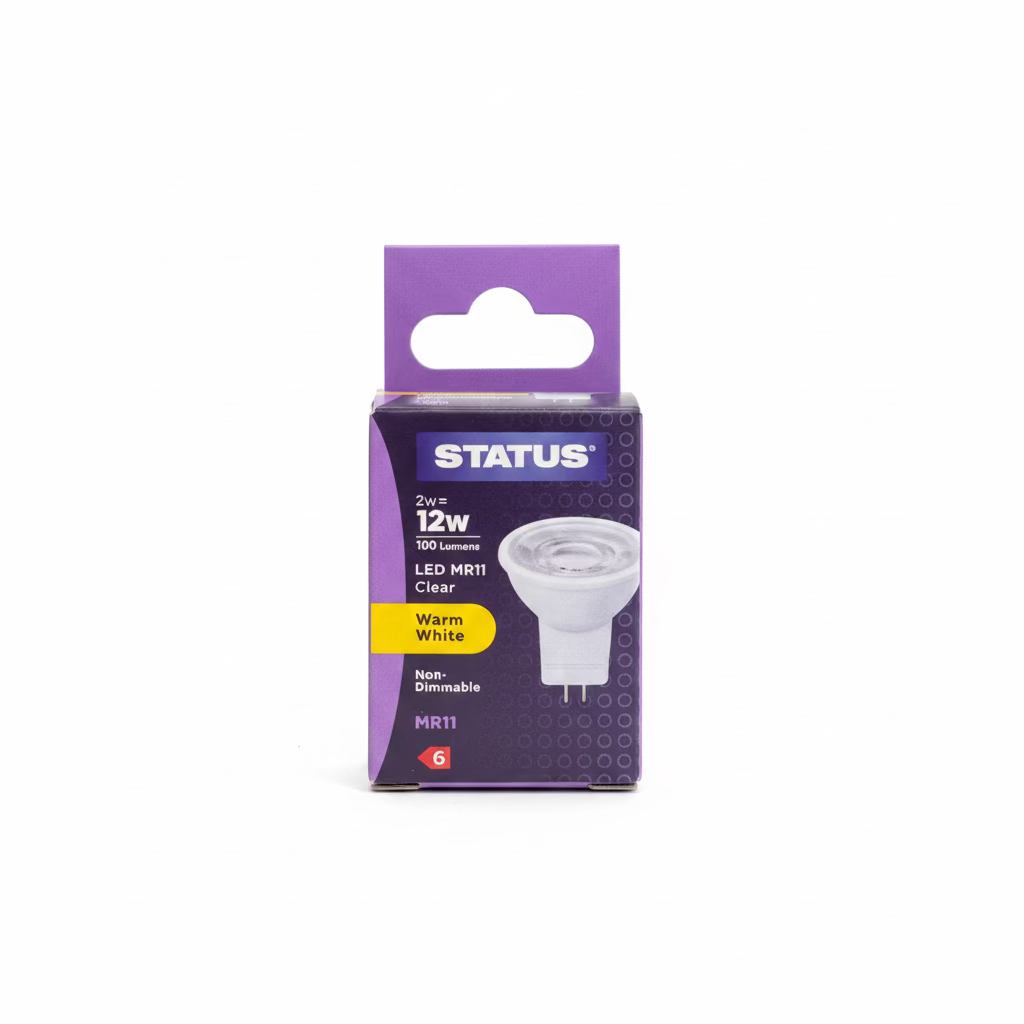 STATUS 2w=12w 100 LUMENS LED MR16 CLEAR WARM WHITE NON-DIMMABLE