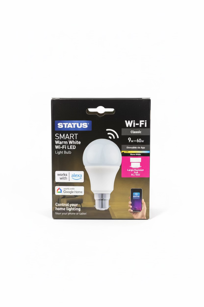 STATUS SMART WARM WHITE WI-FI LED BULB 9w=60w B22 DIMMABLE