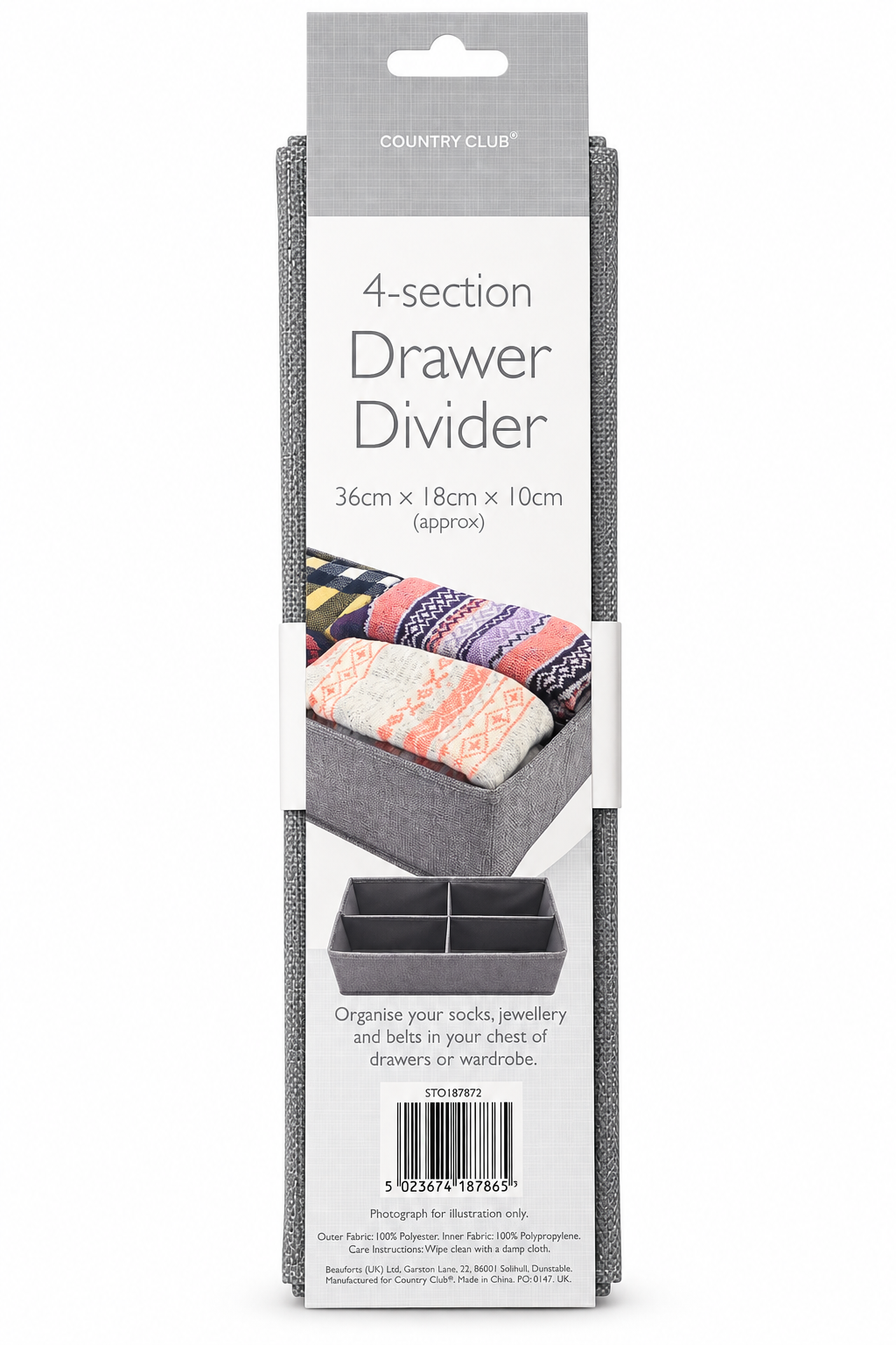4-SECTION DRAWER DIVIDER 36x18x10cm