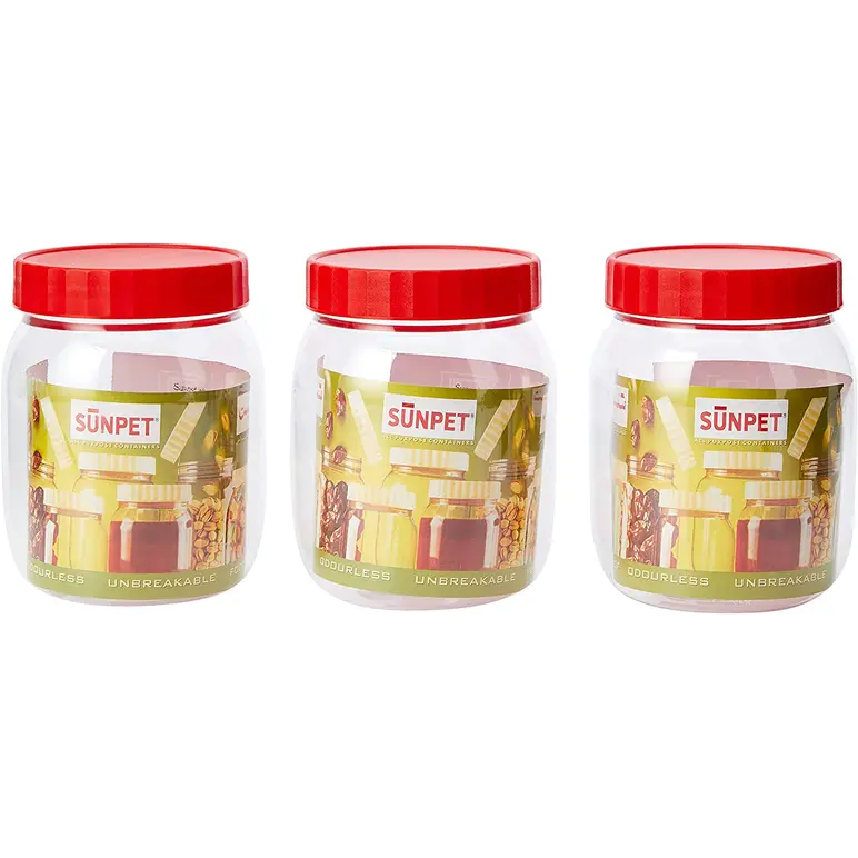 POT DE RANGEMENT ALIMENTAIRE ROND EN PLASTIQUE SUNPET 500ML LOT DE 3