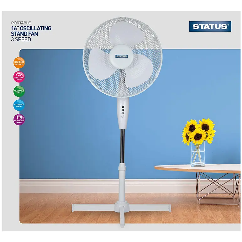 VENTILATEUR SUR PIED STATUS 16 POUCES BLANC