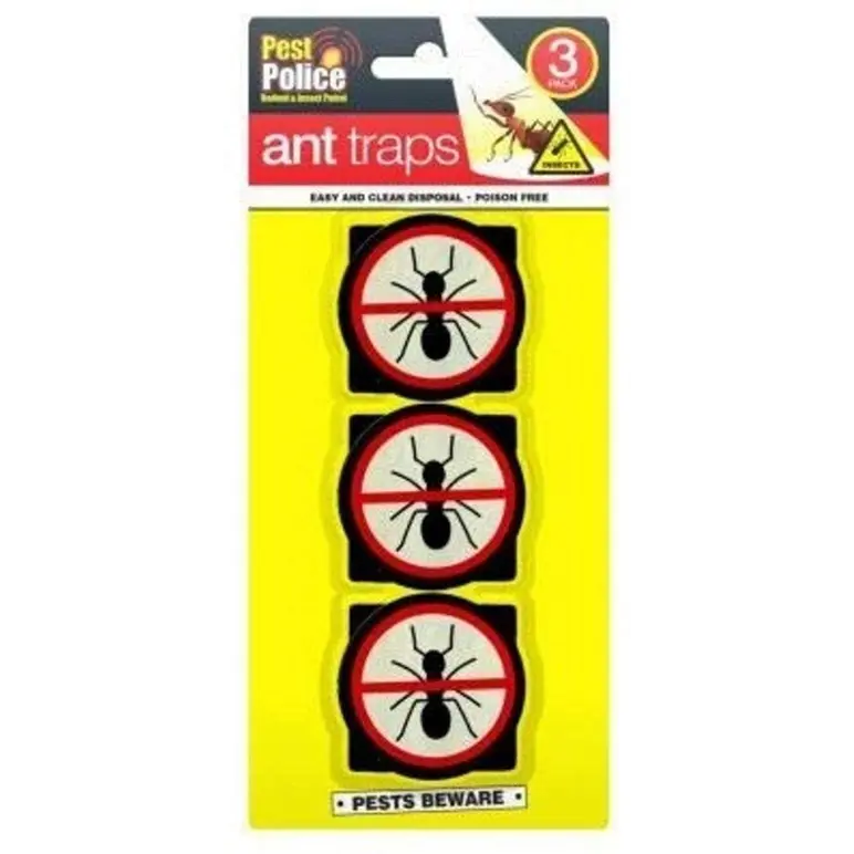 ANT TRAPS DISPOSAL POISON FREE BAITED GLUE PEST POLICE PACK OF 3
