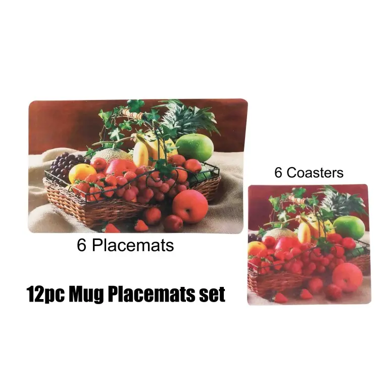 SET DE NAPPES DE TABLE ET DE SOUS-VERRES 6/PAQUET