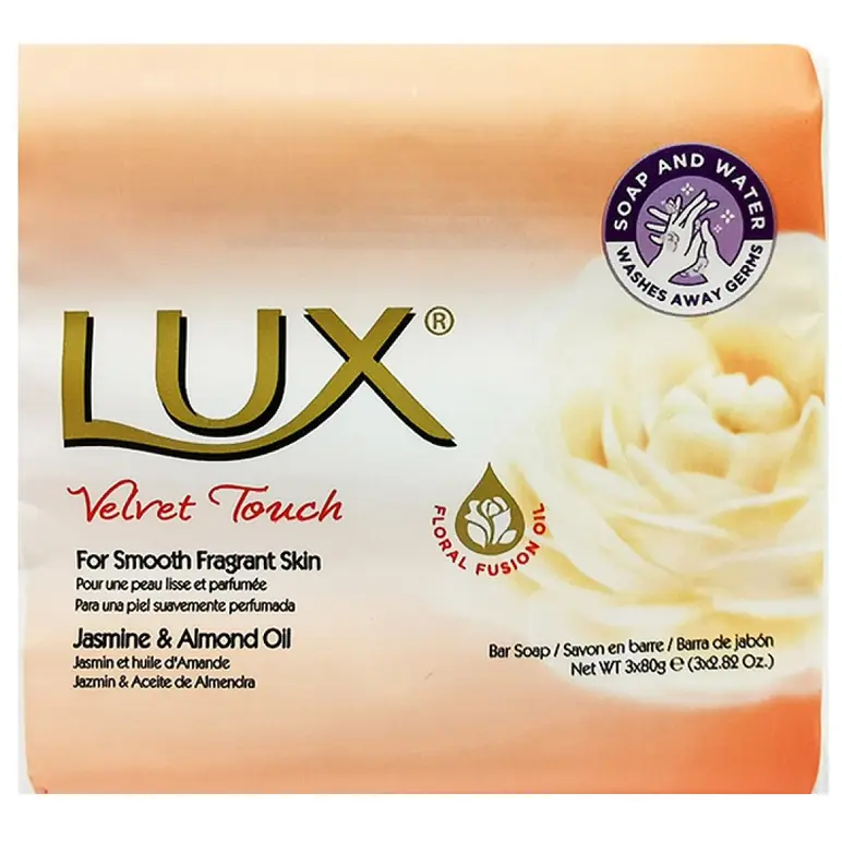 LUX VELVET TOUCH JASMINE & ALMOND OIL SOAP 80GM 3/PK