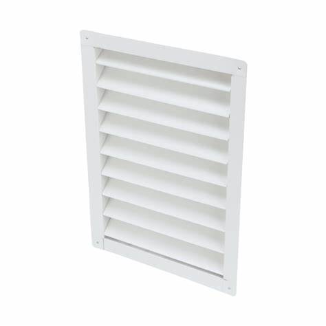 Grilles d'aération fixes pour persiennes, 23 cm x 7,5 cm, montage en surface en plastique blanc (taille d'ouverture 232 x 62 mm - taille totale de la grille 260 x 90 mm)
