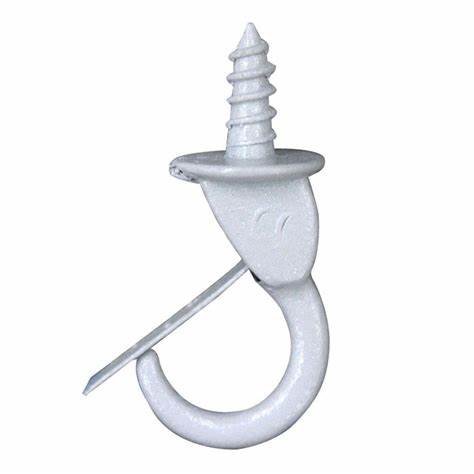 Safety Cup Hooks, White 22mm