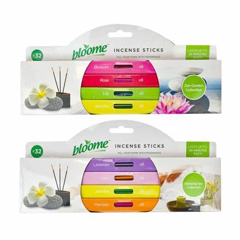 Bloome Bâtonnets d'encens parfumés assortis - Paquet de 32