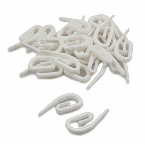 Crochets de rideaux en nylon – Blanc, paquet de 60