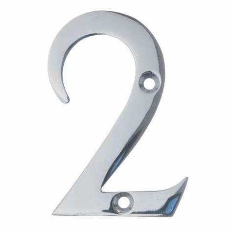 Numerals, Chromed Brass '2', 50mm (2")
