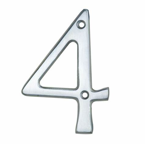 Numerals, Chromed Brass '4', 50mm (2")