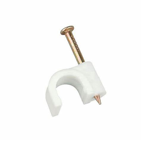 Cable Clips, Round White 10mm
