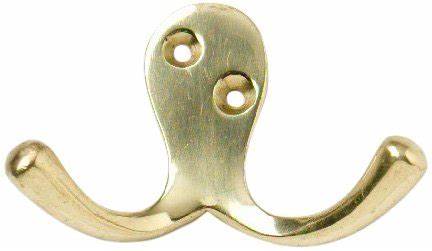 Twin Robe Hooks, Brassed
