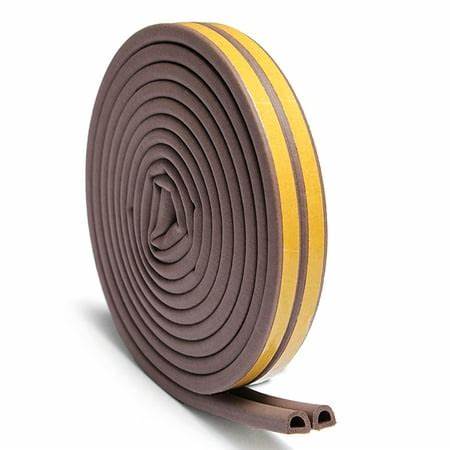 EDPM Rubber Draught Excluders, Self Adhesive E-Profile, Brown X 5 Metres