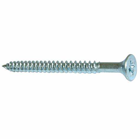 Vis à bois, filetage double Pozidriv trempé à tête fraisée, zingué brillant (pour bois ou aggloméré) 12 x 1.1/4