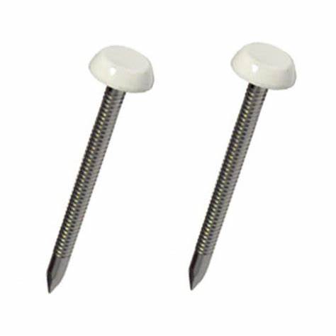 Clous à tête polymère UPVC 40mm, blancs, acier inoxydable, paquet de 4