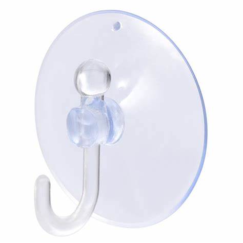 Suction Hooks, Clear Plastic (Plastic Hook), 45mm (1.3/4") 3pk