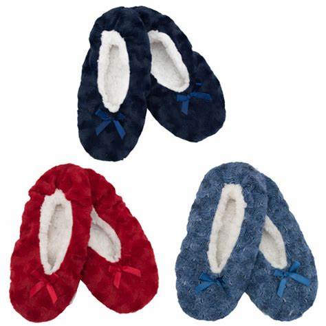 Slipper Socks Ladies with Fleece Lining and Bow