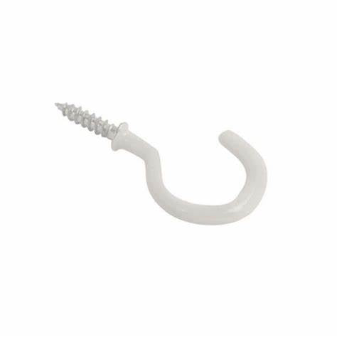 Cup Hooks, White Plastic Coated 38mm (1.1/2") 5pk