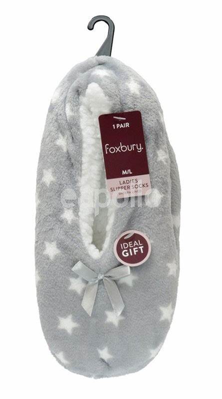 Slipper Socks Sherpa Lined Cozy Winter Footwear SIZE SMALL/MEDIUM Foxbury Ladies