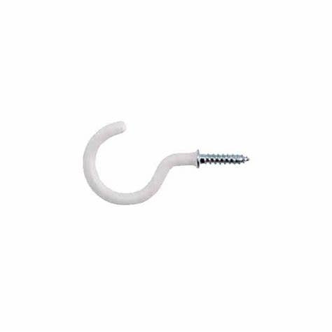 Cup Hooks, White Plastic Coated 25mm (1") 8pk