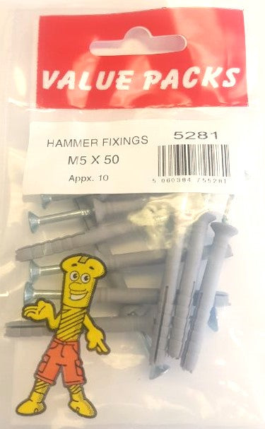 Chevilles à frapper M5 x 50 Lot de 10