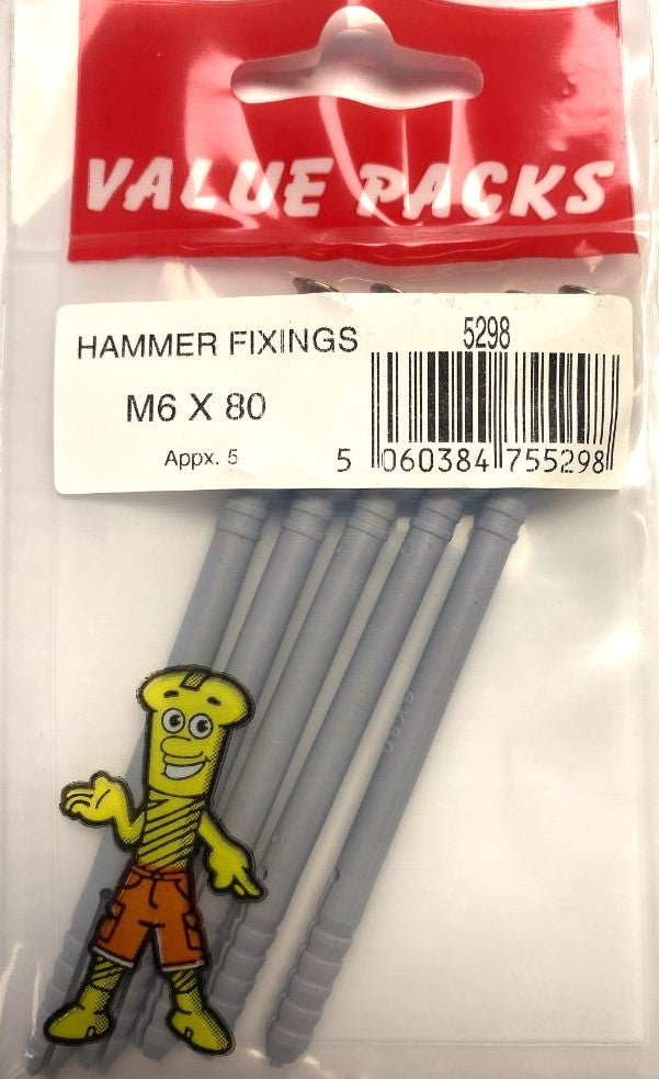 Fixations à frapper M6 x 80 - 5/PK