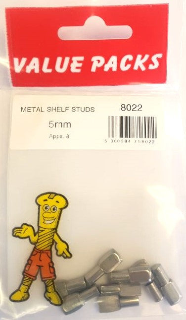 8022 SS5M Goujons d'étagère en métal de 5 mm - Paquet de 8