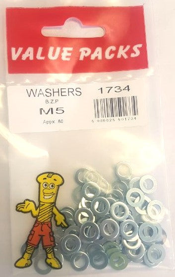 Rondelles en acier zingué WM5 M5 de haute qualité - Lot de 80