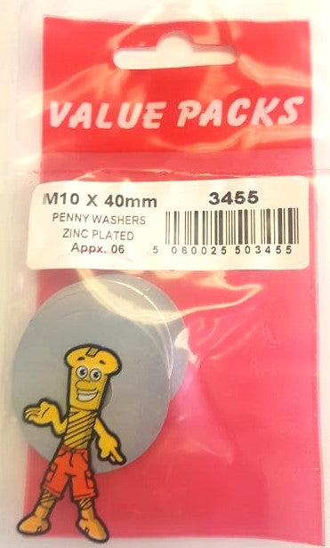 3455 : Acheter des rondelles larges M10 x 40 mm zinguées - Lot de 6 en ligne