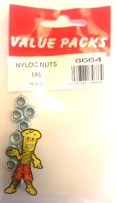 8664 - NNM6 - Écrous Nylstop M6 zingués - 10/PAQ | Fixations de qualité