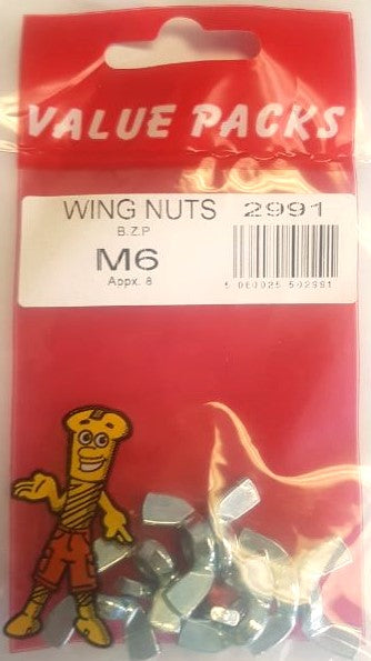2991 : Obtenez des écrous à oreilles WNM6 M6 en zinc de qualité - 8/PK (environ)