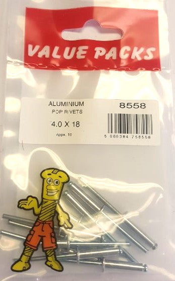 Rivet Aveugle en Aluminium 8558 4.0x18mm - Tête Dôme - 10/PAQ