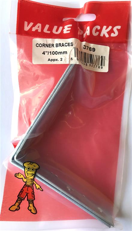 3769: ZCB400 Équerres d'angle 100mm Zinc - 2/PAQUET | Quincaillerie de Qualité