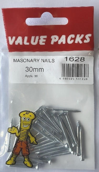 Clous de maçonnerie zingués de haute qualité 2,5 x 30 - Lot de 30