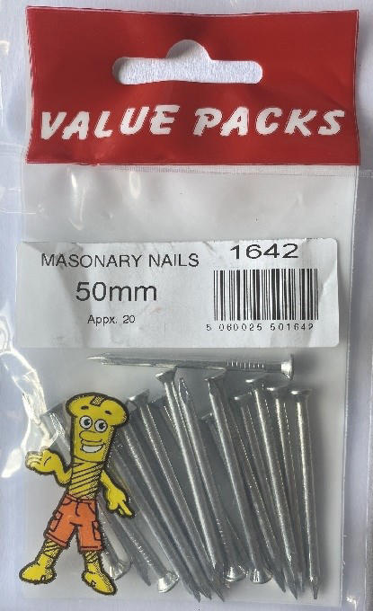 Premium Quality 1642 NM50 3.0 x 50 Masonry Nails Zinc - 20/PK