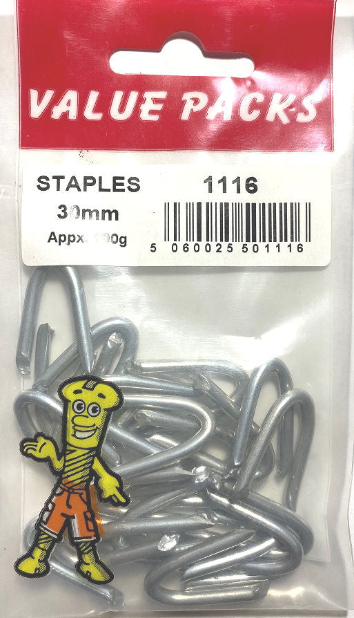 1116 : Agrafe de grillage galvanisé NS30 30mm - 100g/PK