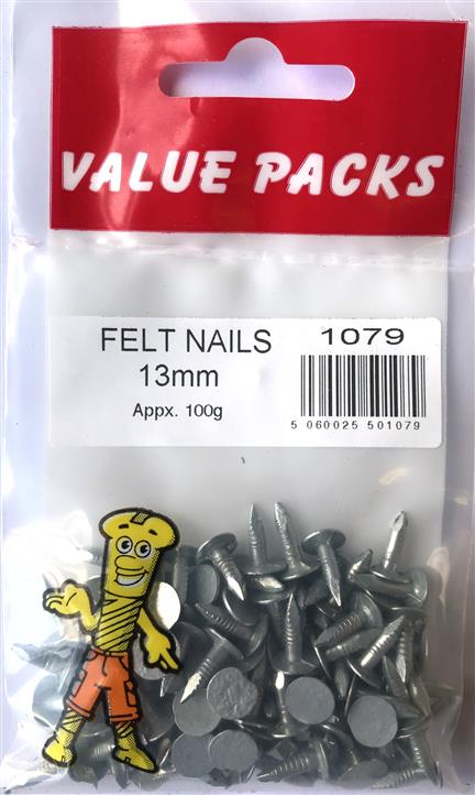 1079: NF13 Clous à feutre galvanisés 13mm - Sachet de 100g - Fournitures de toiture de qualité