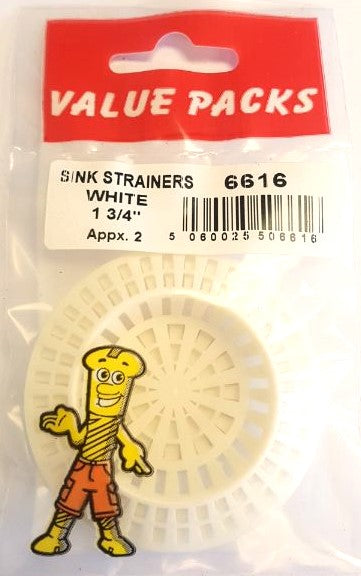 6616 SS134W 1 3/4'' White Sink Strainers - 2/PK