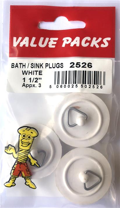 2526 BSP112 - Bouchons blancs 1 1/2'' (paquet de 3) - Accessoires de plomberie de haute qualité